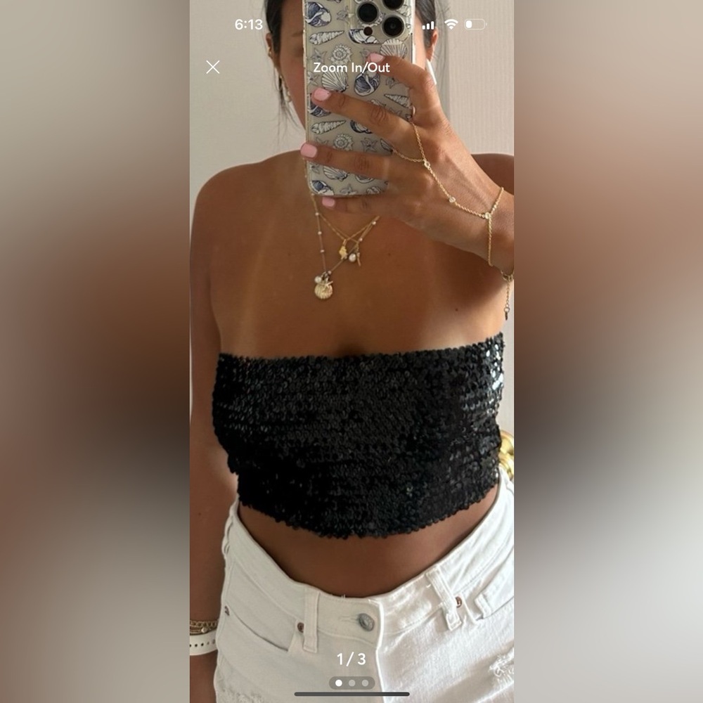 stretchy all sequin black tube top
